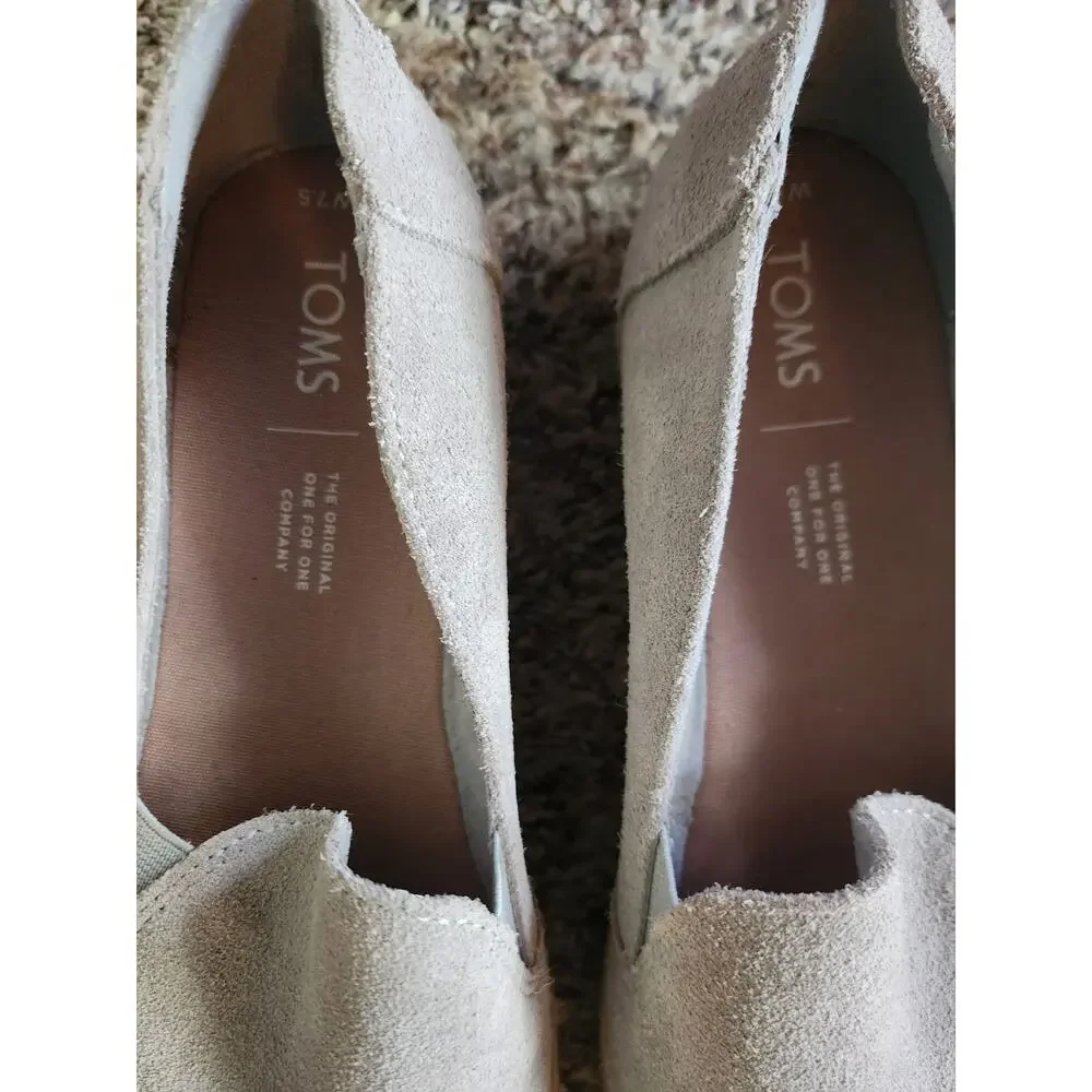 TOMS Suede Espadrille Slip-On Shoes Taupe Gray 7.5